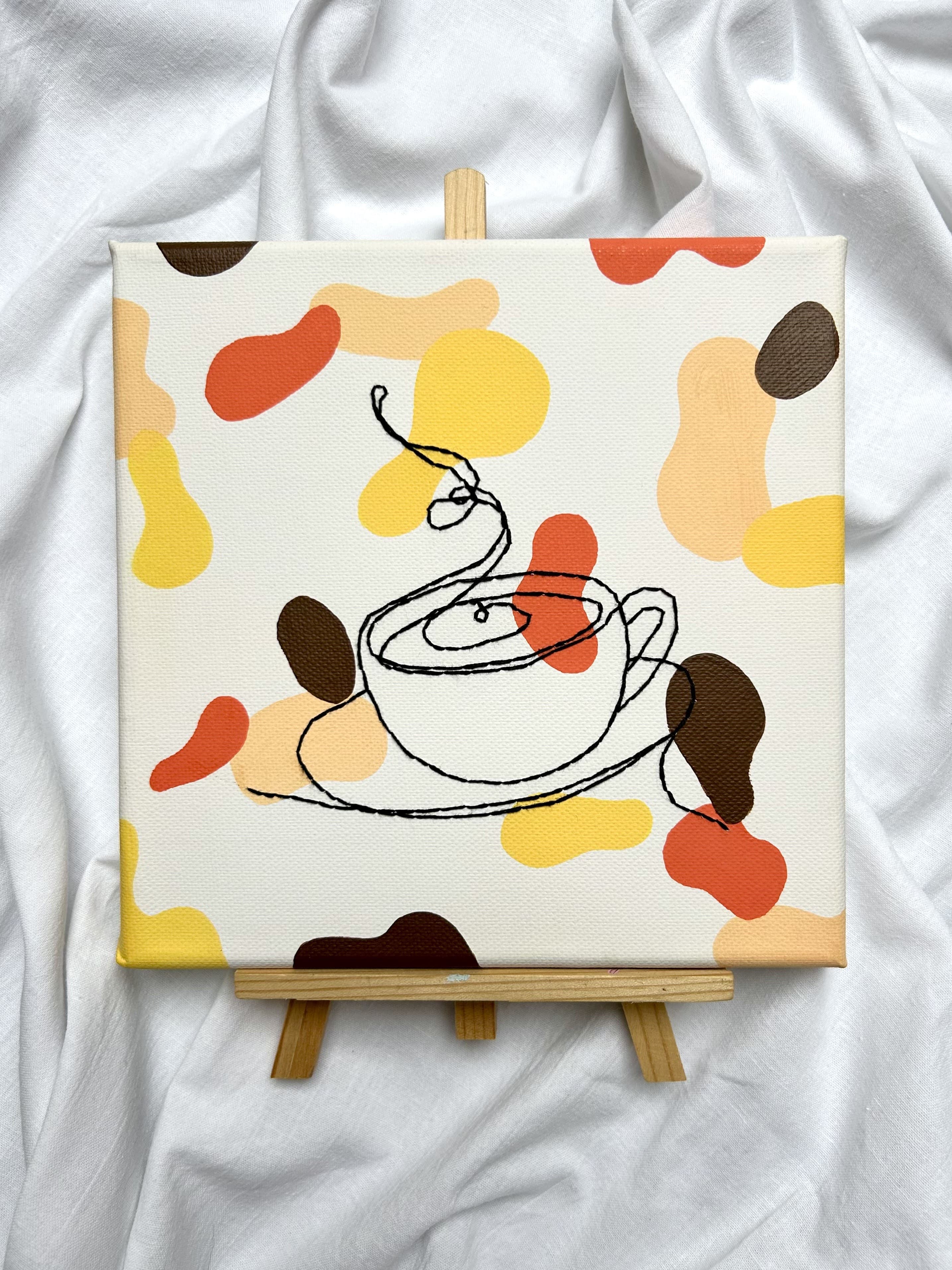 Toile brodée - Café