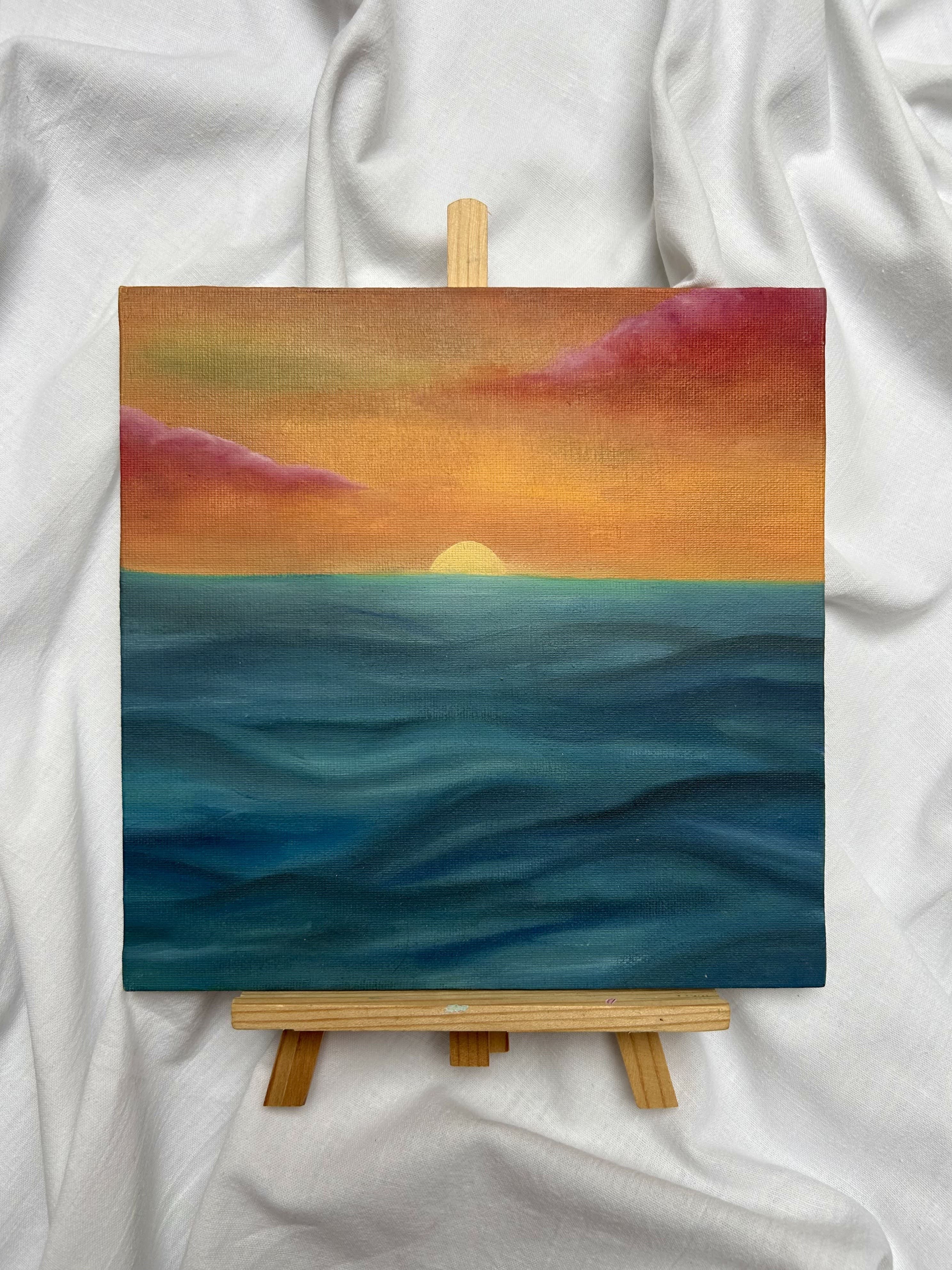 Sunset ocean - Peinture à l'huile