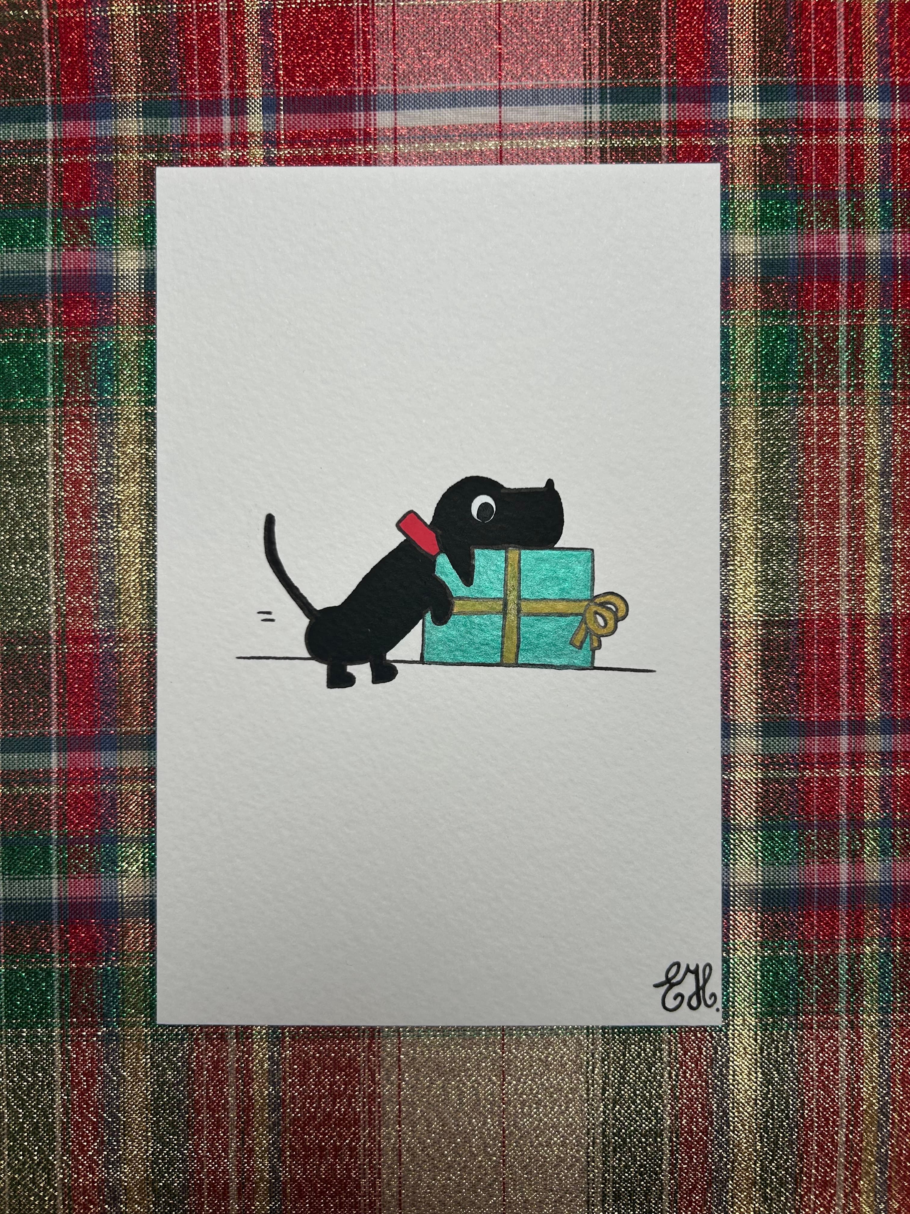 Collection Noël - Chien qui offre un cadeau